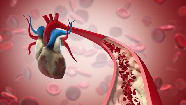 Human heart with blood vessels and arteries