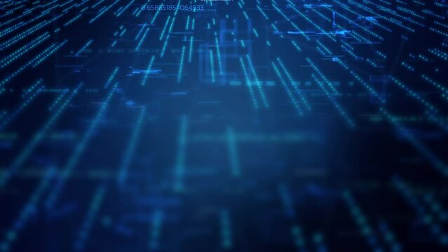 Abstract blue background with glowing digital lines, representing the language of computers and the internet