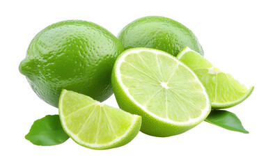 Sliced Green Lime isolated on transparent Background