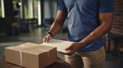 Exchanging a parcel by hand near a vehicle