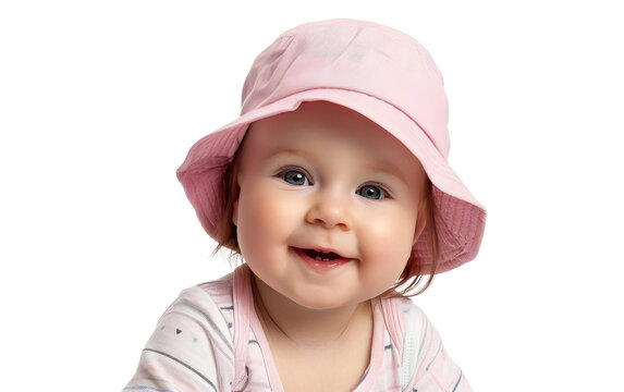 Infant Sporting a Pink Bucket Hat isolated on transparent Background