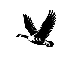 Fototapeta premium Black and white illustration of a goose. Professional vector logo of a flying duck.
