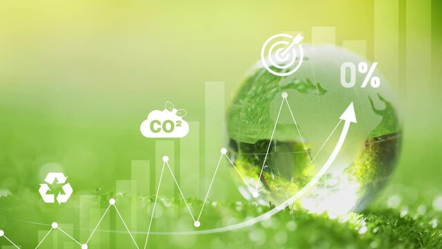 co2 reduce emissions and carbon footprint to limit global warming and climate change. Sustainable development and green business based on renewable energy.Ecology concept.4k video