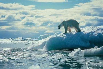 Schilderijen op glas a polar bear on an iceberg © Ion