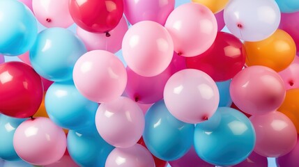 Close-up view showcasing an array of vividly colored balloons filling the entire frame.