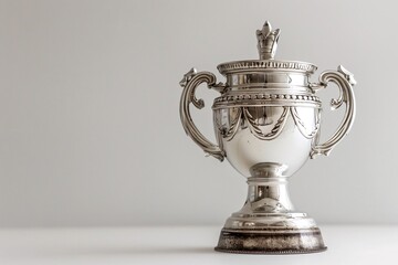 Fototapeta na wymiar a silver trophy with a crown on top