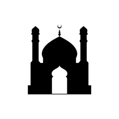Ramadan Kareem silhouette of mosque. Silhouette mosque flat design vector illustration isolated on white background. Islamic mosque buildings, Banner design, and Ramadhan background.