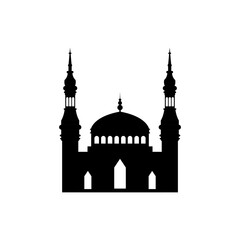 Ramadan Kareem silhouette of mosque. Silhouette mosque flat design vector illustration isolated on white background. Islamic mosque buildings, Banner design, and Ramadhan background.