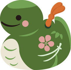 年賀状　年賀素材　2025　土鈴　巳年　巳　蛇　へび年　お正月　かわいい　シンプル　イラスト素材
