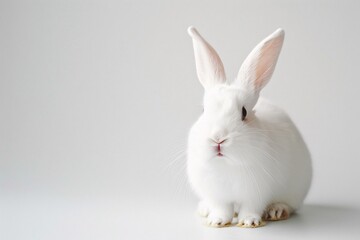 a white rabbit with long ears - obrazy, fototapety, plakaty