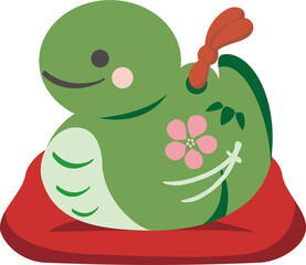 年賀状　年賀素材　2025　土鈴　巳年　巳　蛇　へび年　お正月　かわいい　シンプル　イラスト素材
