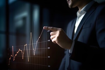 professional man showing graph, Large picture of a businessman wearing a costar presenting an enterprise report with a graph, Hand-drawn Line Graph Illustrating Business Growth, - Powered by Adobe