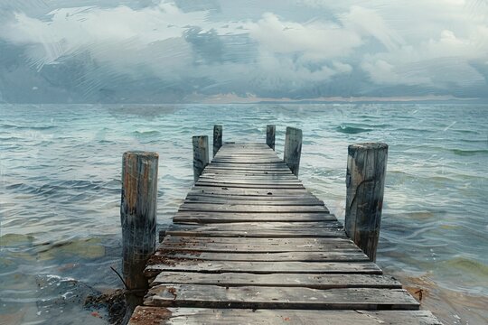 a wooden dock on the water