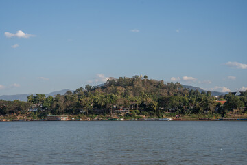 View to the countryside, the Mekong River and Mount Phousi of Luang Prabang in Laos, Southeast Asia