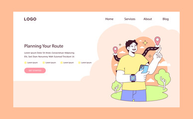 Route planning concept. Flat vector illustration.