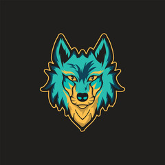 wolf head logo in green and yellow