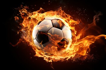 Soccer ball flames. Splash game. Generate Ai