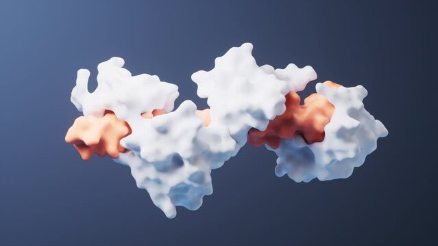 Loop animation of protein structure with biological concept, 3d rendering.
