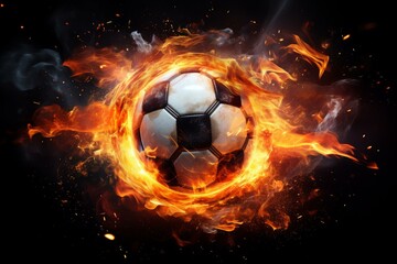 Naklejka premium Soccer football flame. Goal equipment. Generate Ai