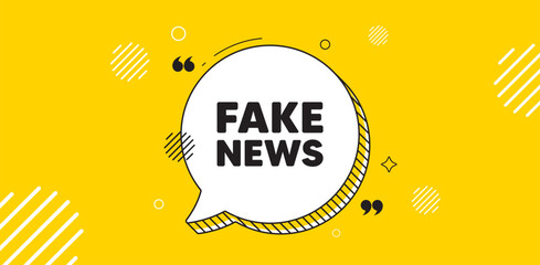 Fake news tag. Chat speech bubble banner. Media newspaper sign. Daily information symbol. Fake news chat message. Speech bubble yellow banner. Text balloon. Vector