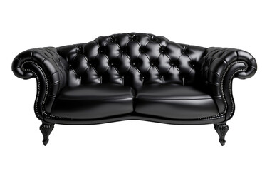 Onyx Leather Settee isolated on transparent Background