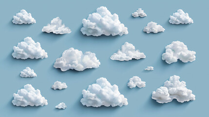 Multiple cloud symbol vector illustration 2D cloud