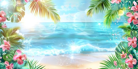 tropical background with palm trees