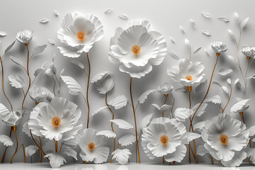 3d mural flower and furniture background wallpaper.
