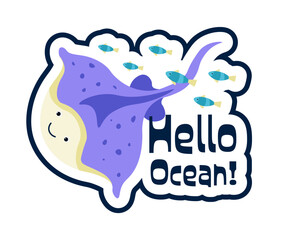 Hello Ocean Stingray Design vector