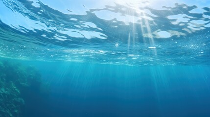 Sunlight filtering through the azure underwater seascape.