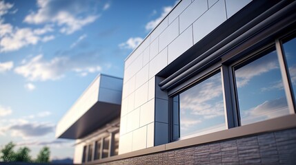 Obraz premium Closeup of a modern house exterior. Building and architecture design. Ai Generative