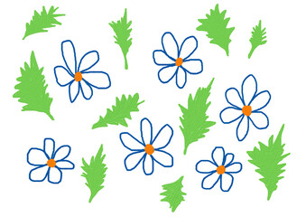 Watercolor Floral Sets. Hand drawn abstract florals and leaves on transparent backgrounds