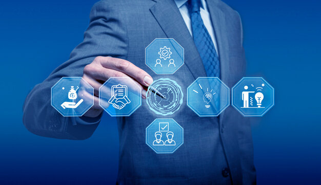 Person touch virtual onboarding icon for human resources business