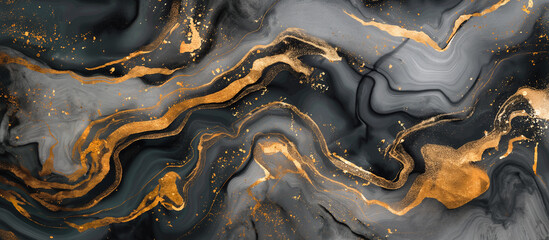 Gold black marble stone background with pattern abstract