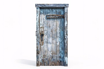 a wooden door with peeling paint