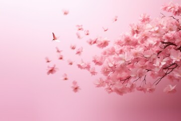 Vintage photo of pink cherry tree flower in spring