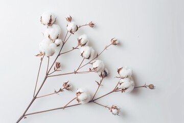 a branch with cotton balls on it