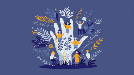 A hand with people on it