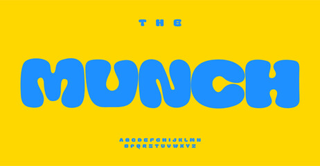 Cartoon bubble alphabet, fat graffiti letters, juicy fun font for vibrant nursery logos, playful school headlines, lush Caribbean typography, round kiddie typographic design. Vector typeset