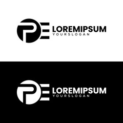 letter P E creative icon logo design