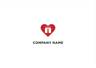 Love Gift Logo Design Illustration Stock Vector