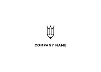 pencil crown logo Stock Vector