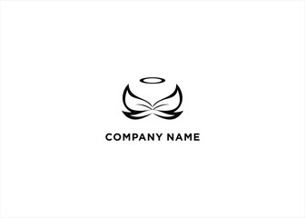 human angel wings with leaf nature logo