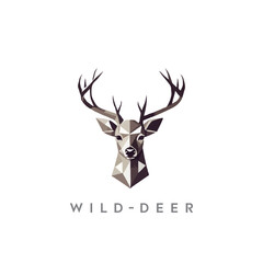 Colorful geometric wild deer logo design. Deer head vector logo 