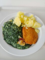 fried chicken with vegetables