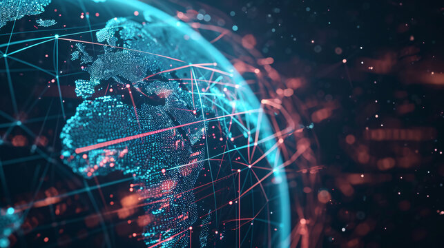 Global Internet network connectivity concept map
