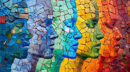 colorful mosaic artwork depicting the diversity and uniqueness of individuals - AI Generated