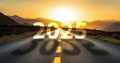 2025 Erfolg, Zukunft, Richtung - obrazy, fototapety, plakaty