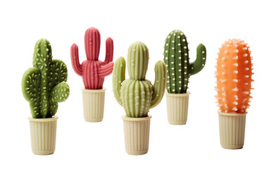 Cactus-shaped Silicone Bottle Stoppers for Preserving Flavor Isolated on Transparent Background PNG.