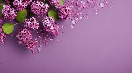 purple lilac background or texture with spring flowers. template, greeting card for Mother's Day, March 8. copy space
